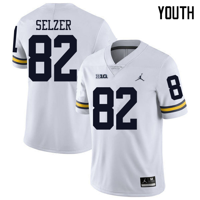 Jordan Brand Youth #82 Carter Selzer Michigan Wolverines College Football Jerseys Sale-White